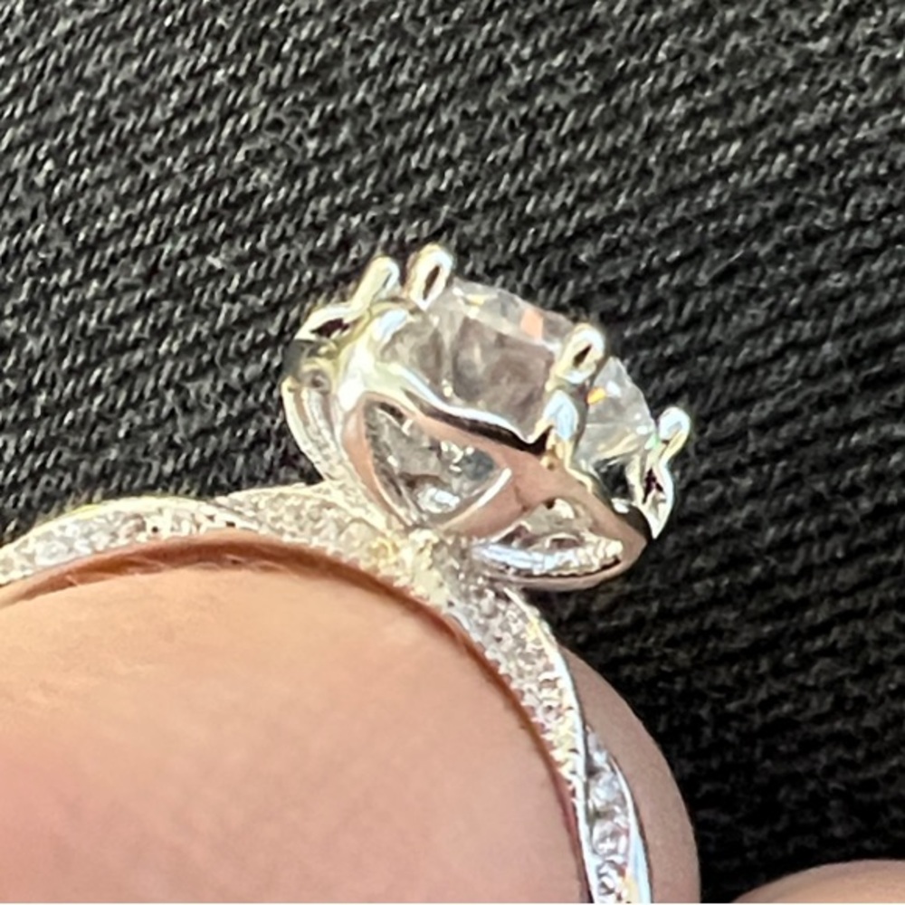 2 ct GRA Certified Moissanite Silver Ring - Size 9 - Picture 7 of 7